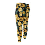 Yellow Tulip Floral Pattern Print Men's Compression Pants