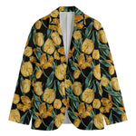 Yellow Tulip Floral Pattern Print Men's Cotton Blazer
