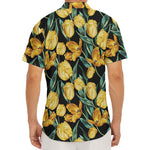 Yellow Tulip Floral Pattern Print Men's Deep V-Neck Shirt