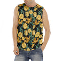 Yellow Tulip Floral Pattern Print Men's Fitness Tank Top