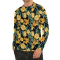 Yellow Tulip Floral Pattern Print Men's Long Sleeve Rash Guard