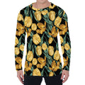 Yellow Tulip Floral Pattern Print Men's Long Sleeve T-Shirt