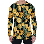 Yellow Tulip Floral Pattern Print Men's Long Sleeve T-Shirt