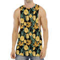Yellow Tulip Floral Pattern Print Men's Muscle Tank Top