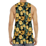 Yellow Tulip Floral Pattern Print Men's Muscle Tank Top