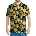 Yellow Tulip Floral Pattern Print Men's Polo Shirt