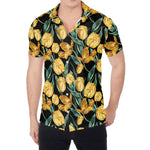 Yellow Tulip Floral Pattern Print Men's Shirt