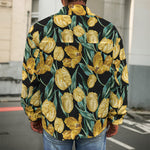 Yellow Tulip Floral Pattern Print Men's Shirt Jacket