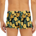 Yellow Tulip Floral Pattern Print Men's Short Boxer Briefs