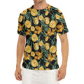 Yellow Tulip Floral Pattern Print Men's Short Sleeve Rash Guard