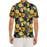 Yellow Tulip Floral Pattern Print Men's Short Sleeve Rash Guard