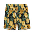 Yellow Tulip Floral Pattern Print Men's Athletic Shorts