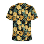 Yellow Tulip Floral Pattern Print Men's Sports T-Shirt