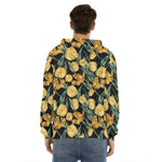 Yellow Tulip Floral Pattern Print Men's Velvet Pullover Hoodie