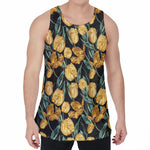 Yellow Tulip Floral Pattern Print Men's Velvet Tank Top