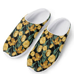 Yellow Tulip Floral Pattern Print Mesh Casual Shoes
