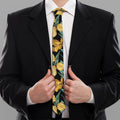 Yellow Tulip Floral Pattern Print Necktie