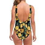 Yellow Tulip Floral Pattern Print One Piece Swimsuit