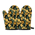Yellow Tulip Floral Pattern Print Oven Mitts