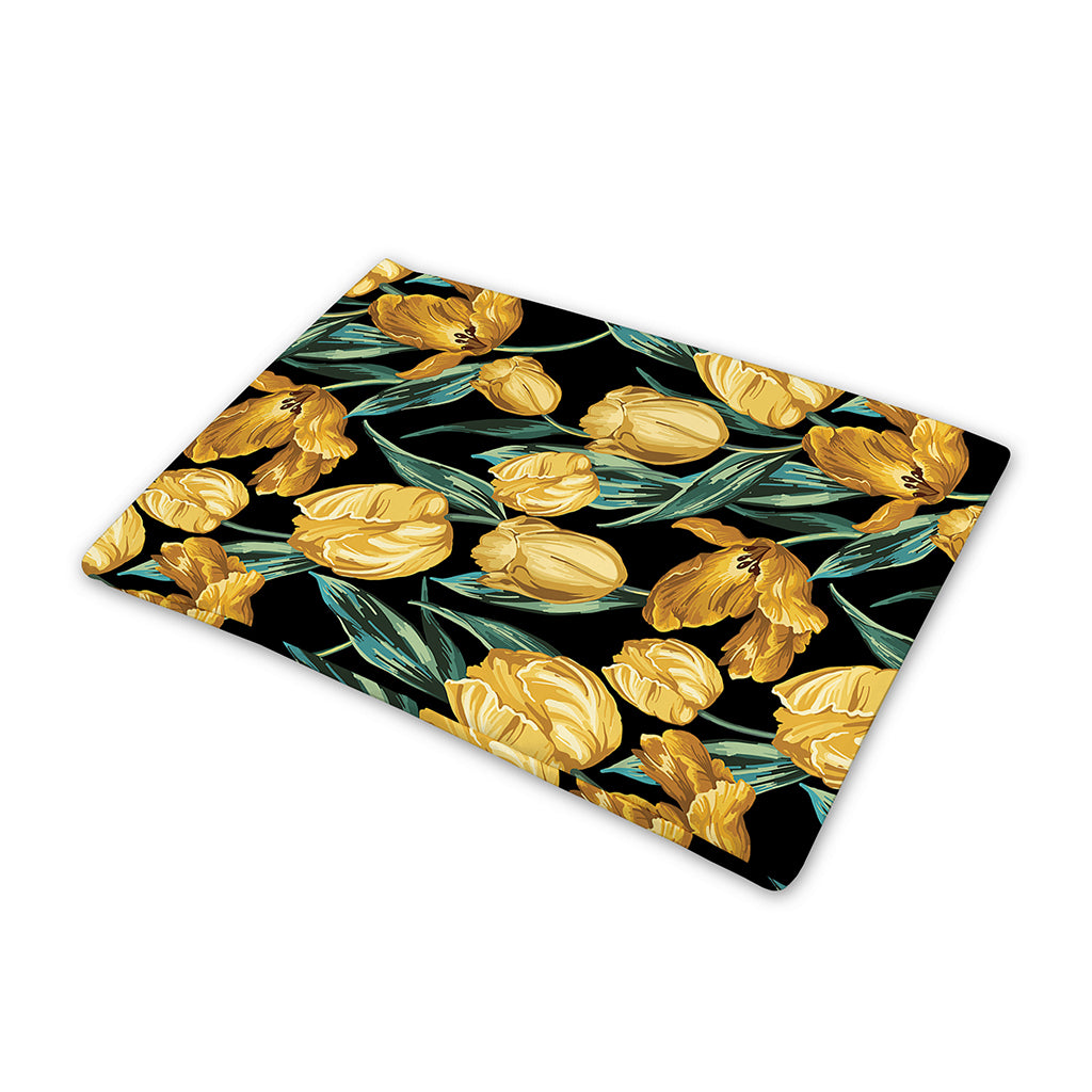 Yellow Tulip Floral Pattern Print Pet Cooling Mat Cover