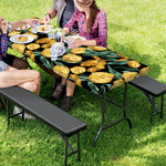Yellow Tulip Floral Pattern Print Picnic Table Cover