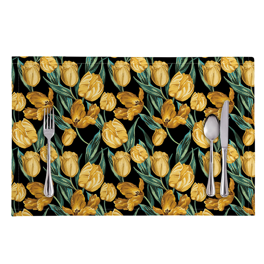 Yellow Tulip Floral Pattern Print Placemat