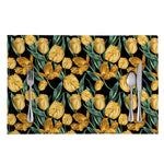 Yellow Tulip Floral Pattern Print Placemat