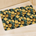 Yellow Tulip Floral Pattern Print Polyester Doormat