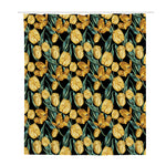 Yellow Tulip Floral Pattern Print Polyester Shower Curtain
