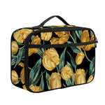 Yellow Tulip Floral Pattern Print Portable Lunch Bag