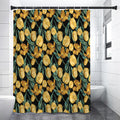 Yellow Tulip Floral Pattern Print Premium Shower Curtain