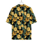 Yellow Tulip Floral Pattern Print Rayon Hawaiian Shirt