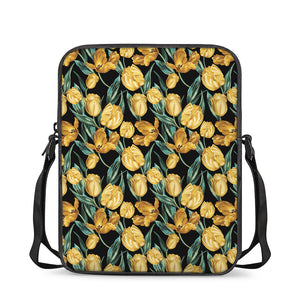 Yellow Tulip Floral Pattern Print Rectangular Crossbody Bag