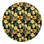 Yellow Tulip Floral Pattern Print Round Blanket