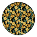 Yellow Tulip Floral Pattern Print Round Floor Mat