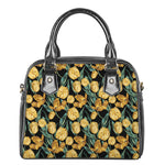 Yellow Tulip Floral Pattern Print Shoulder Handbag