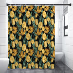 Yellow Tulip Floral Pattern Print Shower Curtain