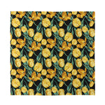 Yellow Tulip Floral Pattern Print Silk Bandana