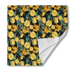 Yellow Tulip Floral Pattern Print Silk Bandana