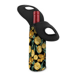 Yellow Tulip Floral Pattern Print Single Neoprene Wine Tote