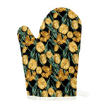 Yellow Tulip Floral Pattern Print Single Oven Mitt
