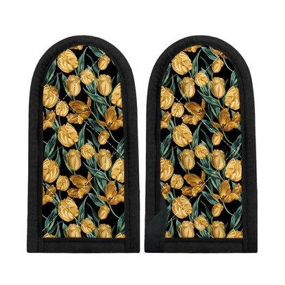 Yellow Tulip Floral Pattern Print Skillet Handle Cover