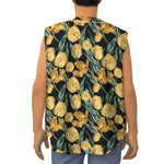 Yellow Tulip Floral Pattern Print Sleeveless Baseball Jersey