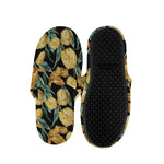 Yellow Tulip Floral Pattern Print Slippers
