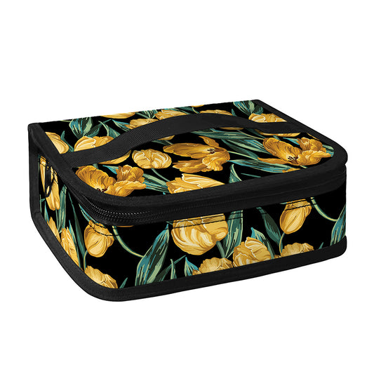 Yellow Tulip Floral Pattern Print Small Lunch Bag