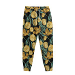 Yellow Tulip Floral Pattern Print Sweatpants