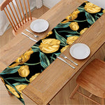 Yellow Tulip Floral Pattern Print Table Runner