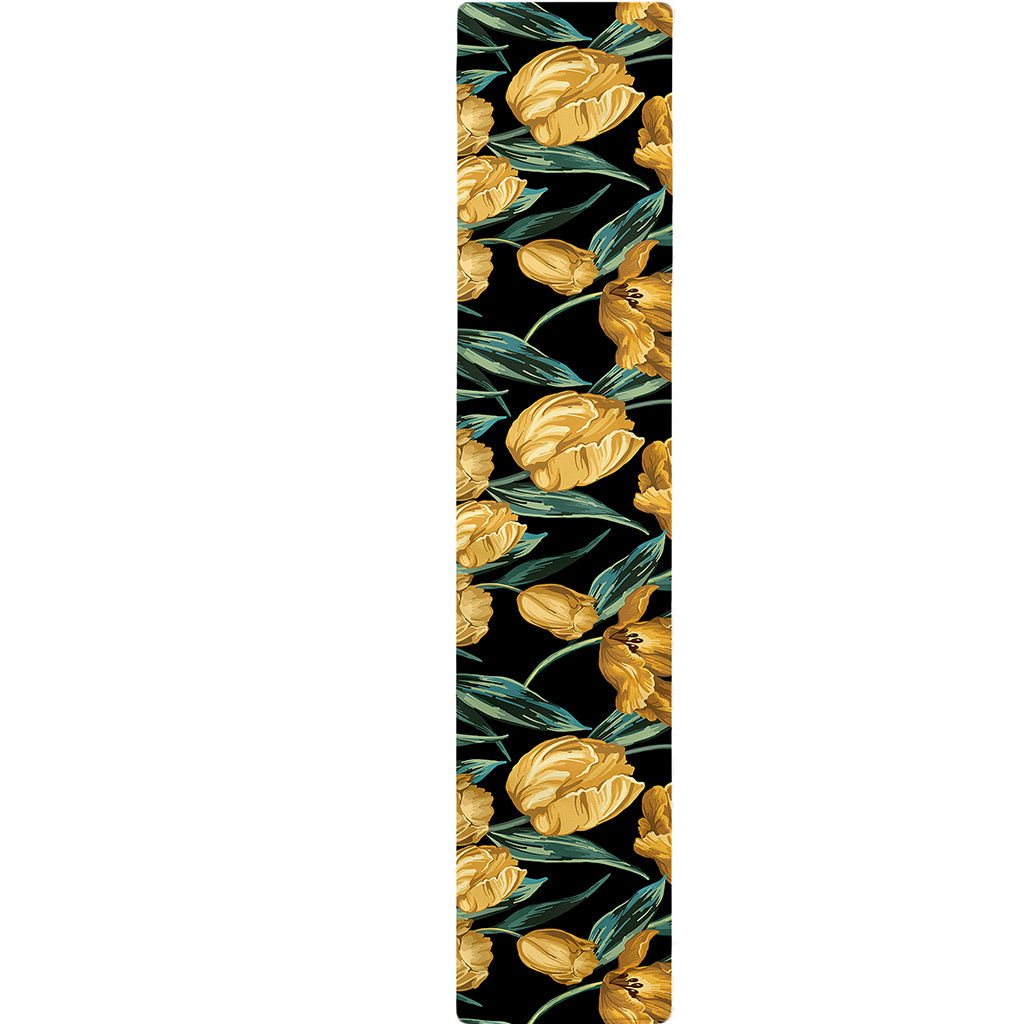Yellow Tulip Floral Pattern Print Table Runner
