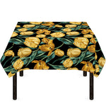 Yellow Tulip Floral Pattern Print Tablecloth