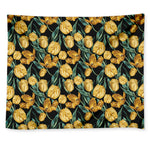 Yellow Tulip Floral Pattern Print Tapestry